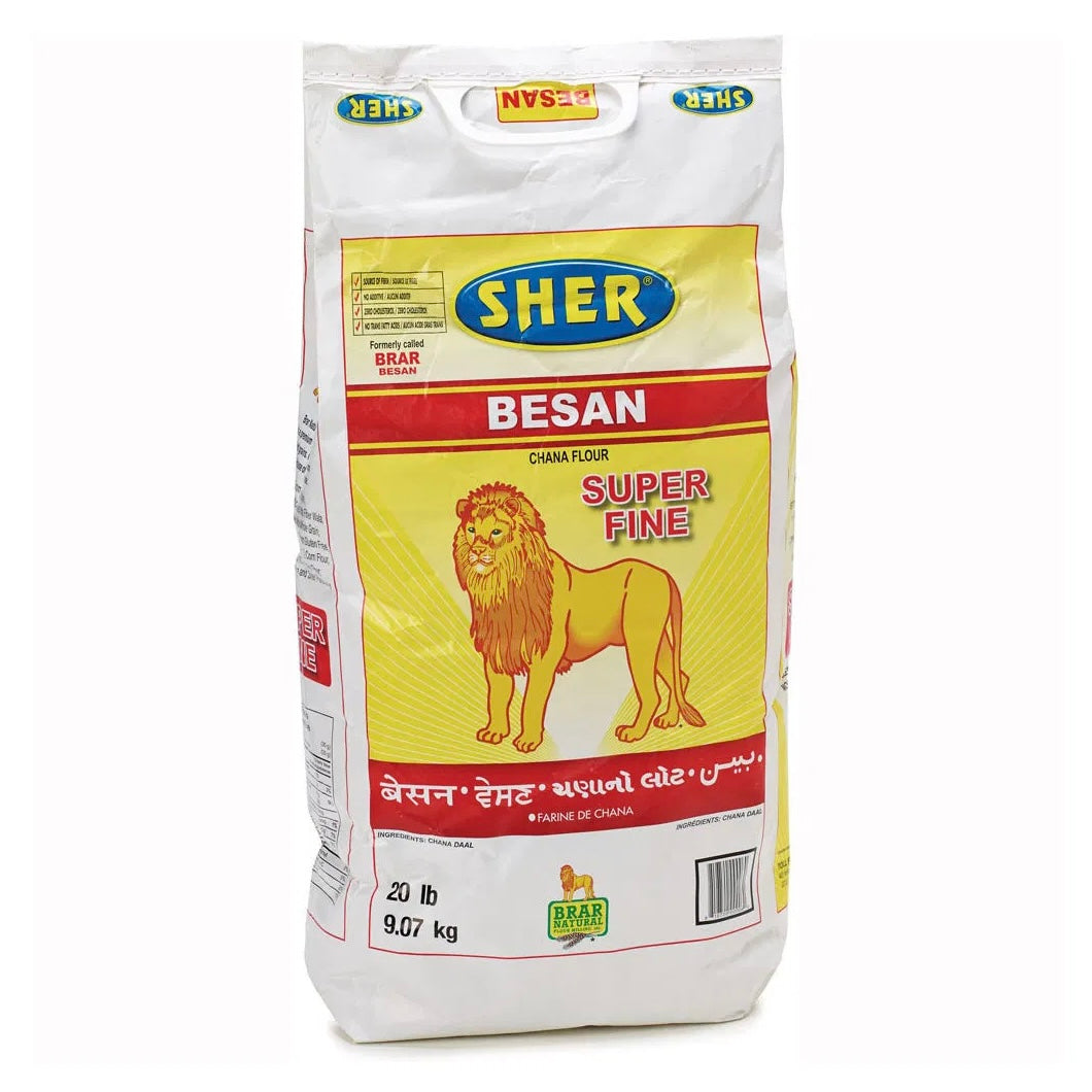 Sher Besan Flour Super Fine, 20lb/9.07kg