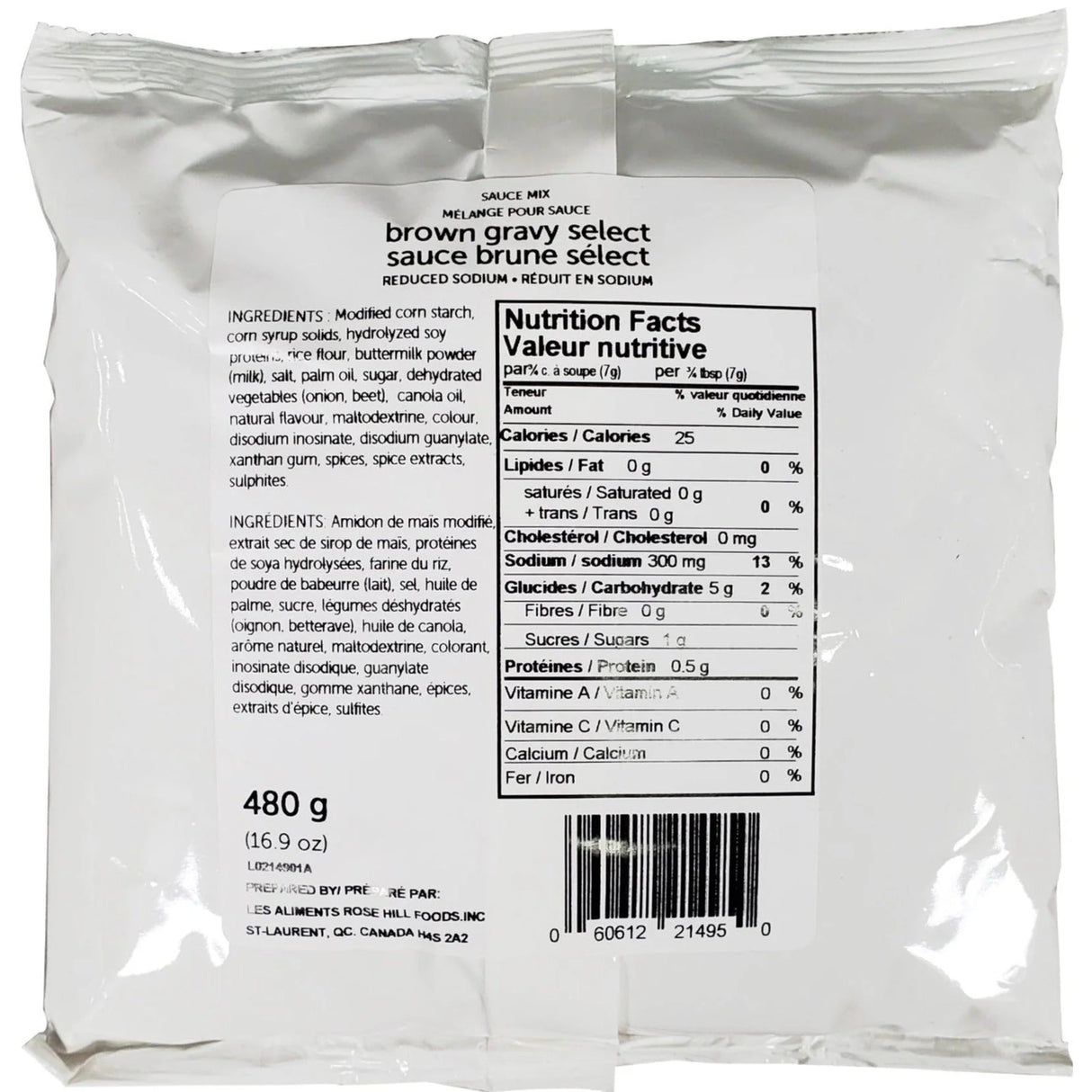 Rose Hill Brown Gravy Mix (Reduced Sodium), 480g - 6 Count