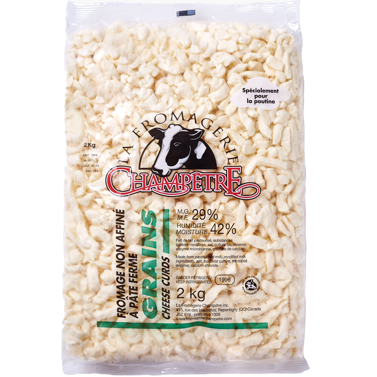 Champêtre Frz Cheese Curds (29%M.F.), 2kg
