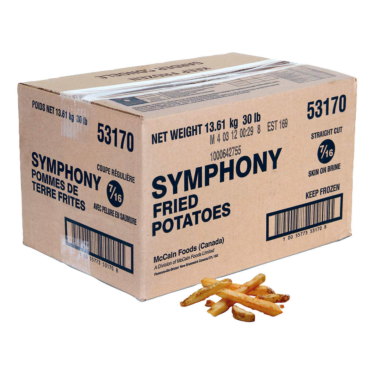 Symphony Frozen Skin-on Brined 7/16in Straight-cut Fries 6x2.27kg