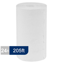 Roll Paper Towel (1-Ply, White, 205ft), 24 Rolls