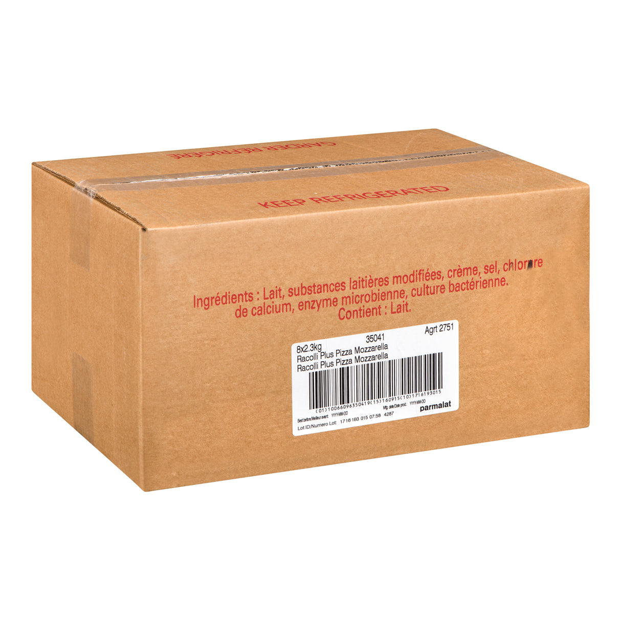 Racolli Plus Pizza Mozzarella Cheese Block (20%M.F.), 2.3kg