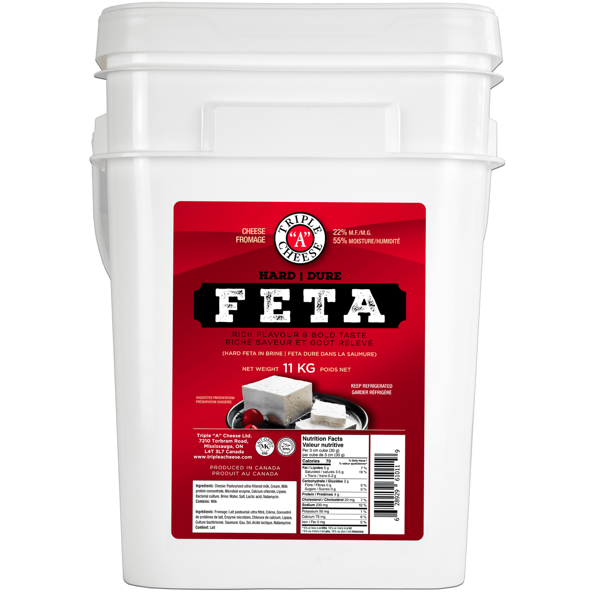 Triple A Feta Cheese (Hard, Traditional), 11kg