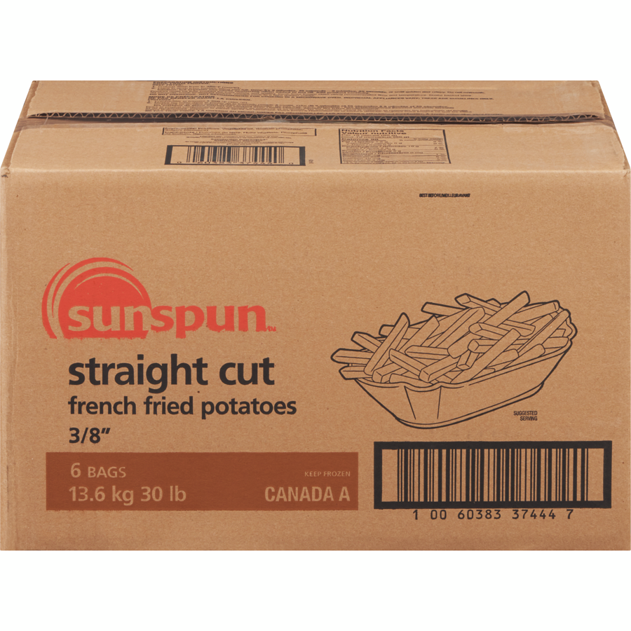 Sunspun Frz French Fries 3/8 (Straight Cut), 5lb/2.27kg - 6 Count