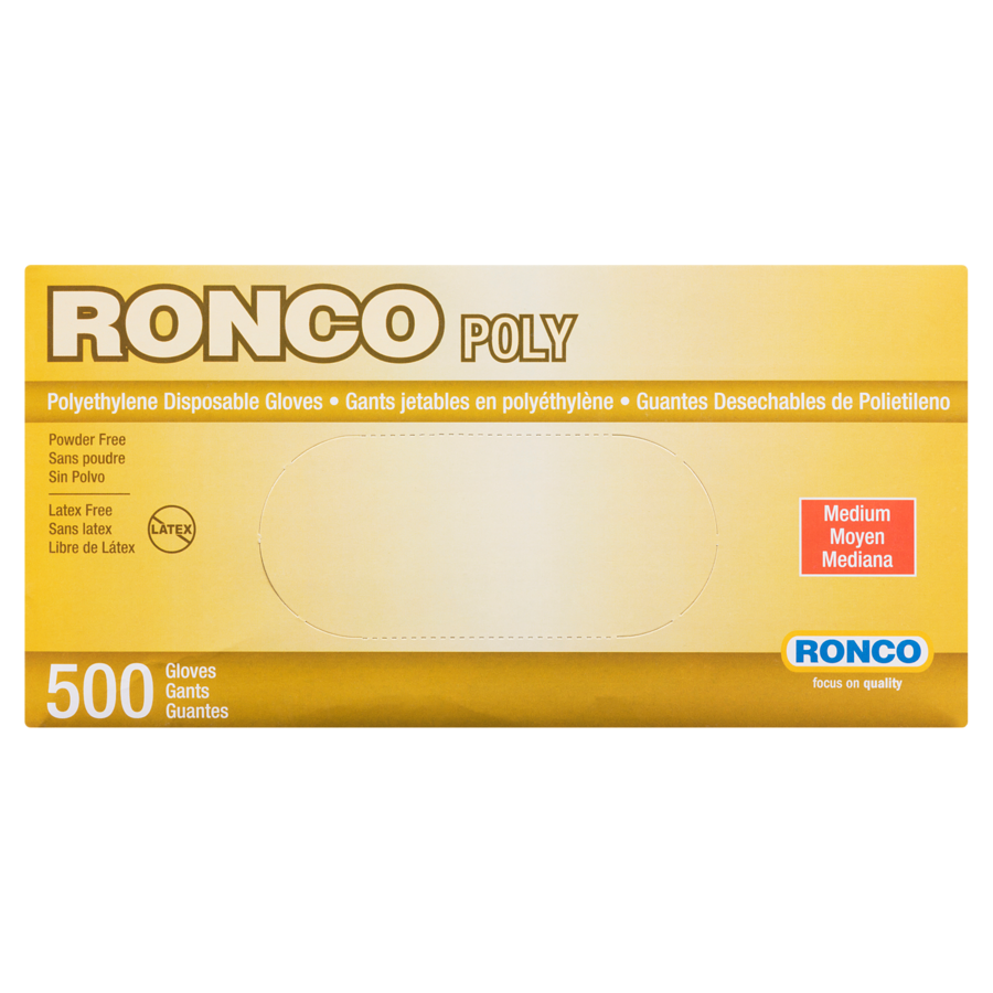 Ronco Poly Gloves Medium, 500/box