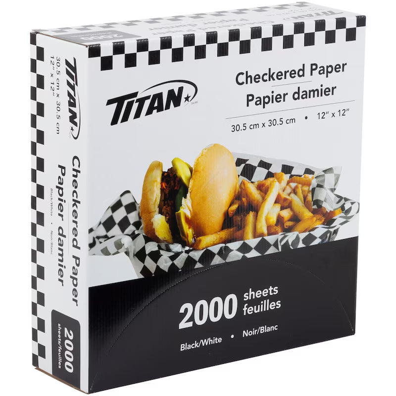 Delux/Titan Black Checkered Paper (12in x 12in), 2000 Count