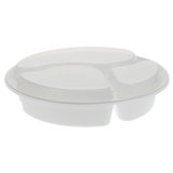 Round 9in PP 3-Comp Container & Lid (33oz, Premium), 150 Count