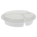 Round 9in PP Container & Lid 3-Comp (33oz, Premium, White), 150 Count