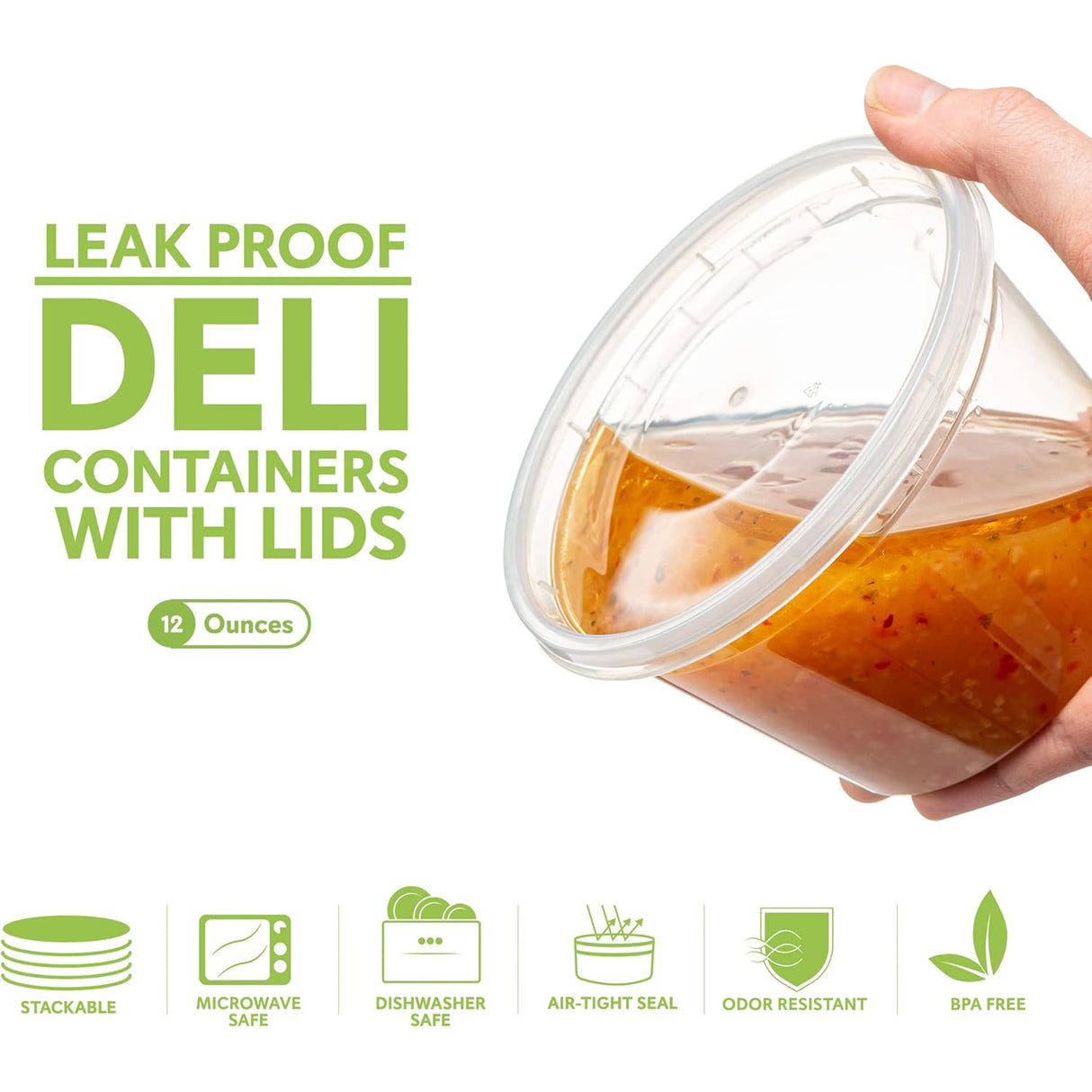 Deli PP Container & Lid (12oz, Heavy), 240 Count