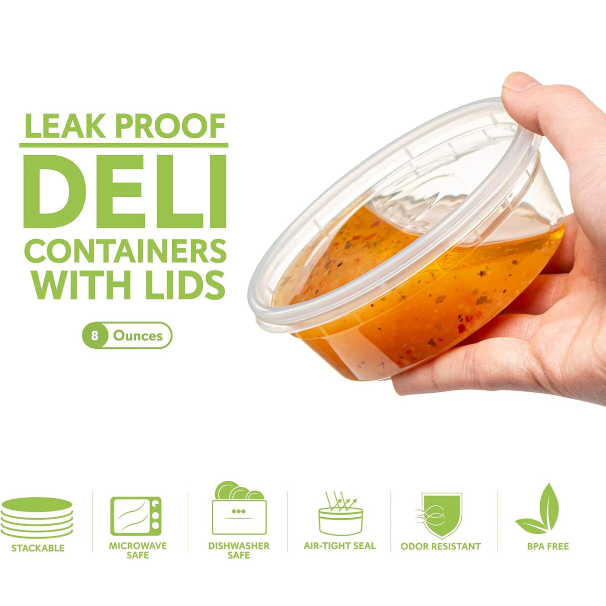 Deli PP Container & Lid (8oz, Heavy), 240 Count