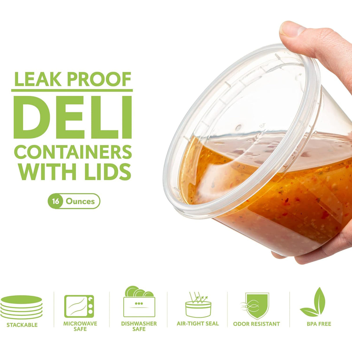 Deli PP Container & Lid (16oz, Heavy), 240 Count