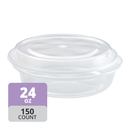 Round 7in PP Container & Lid (24oz, Premium, Clear), 150 Count