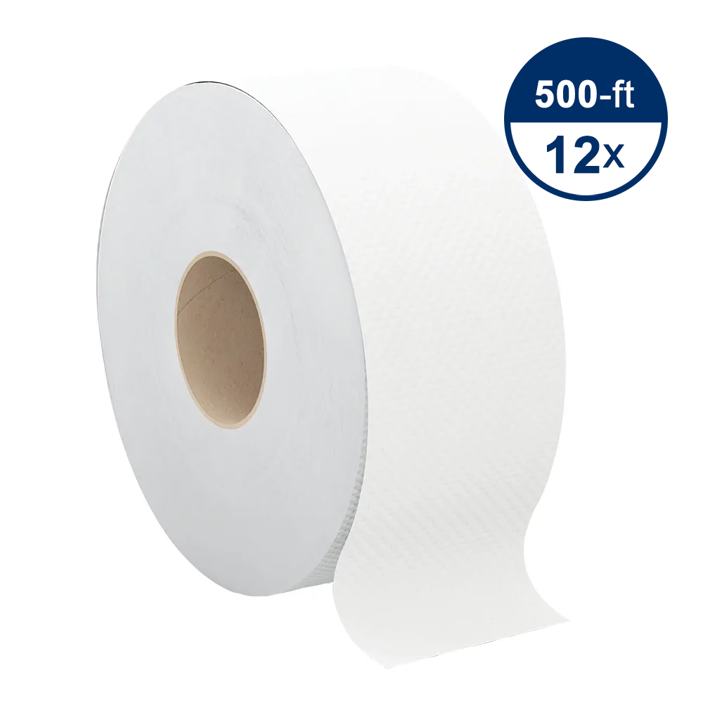 Cascades B080 Jumbo Bath Tissue (2-Ply, White, 3.25in x 500ft), 12 Rolls