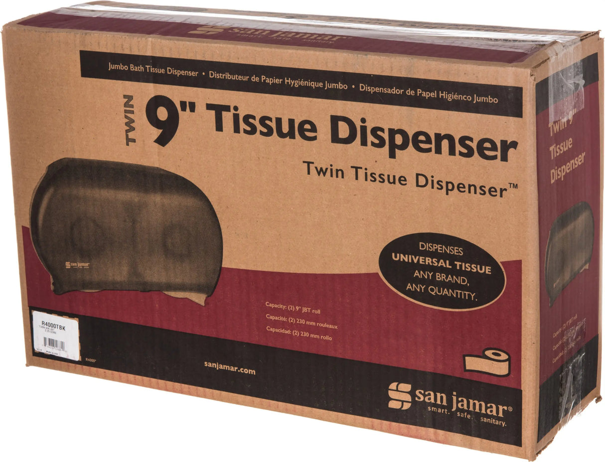 San Jamar Jumbo Roll Bath Tissue Dispenser (Double Roll, Universal, Black) 1 Count