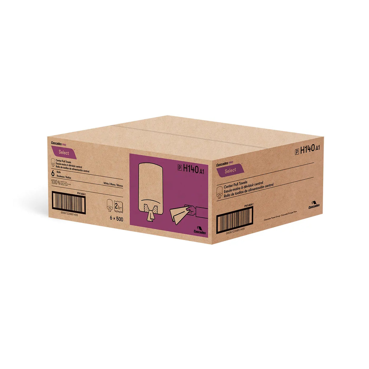 H152 Centerpull Hand Towel (2-Ply, White, 500 Sheets), 6 Rolls