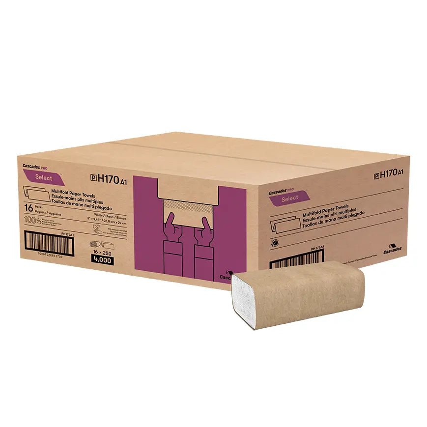 H170 Multifold Hand Towel (1-Ply, White), 4000 Sheets