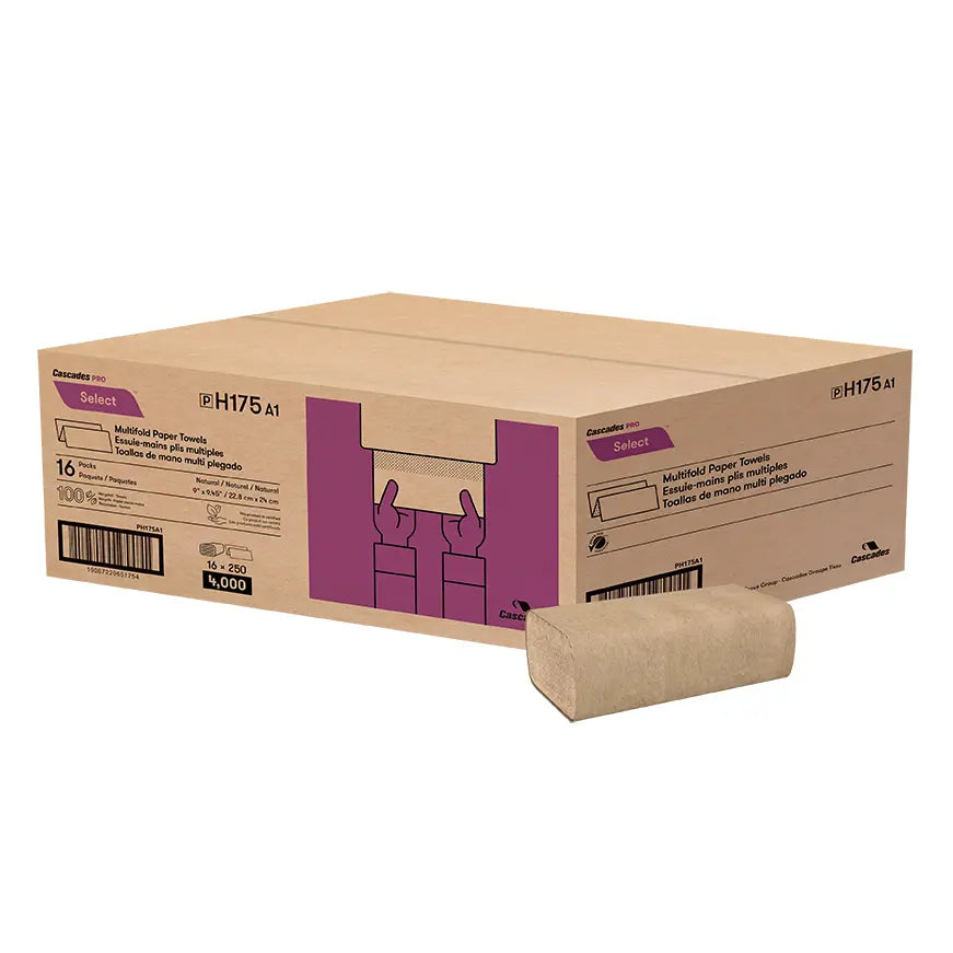 H175 Multifold Hand Towel (1-Ply, Natural), 4000 Sheets
