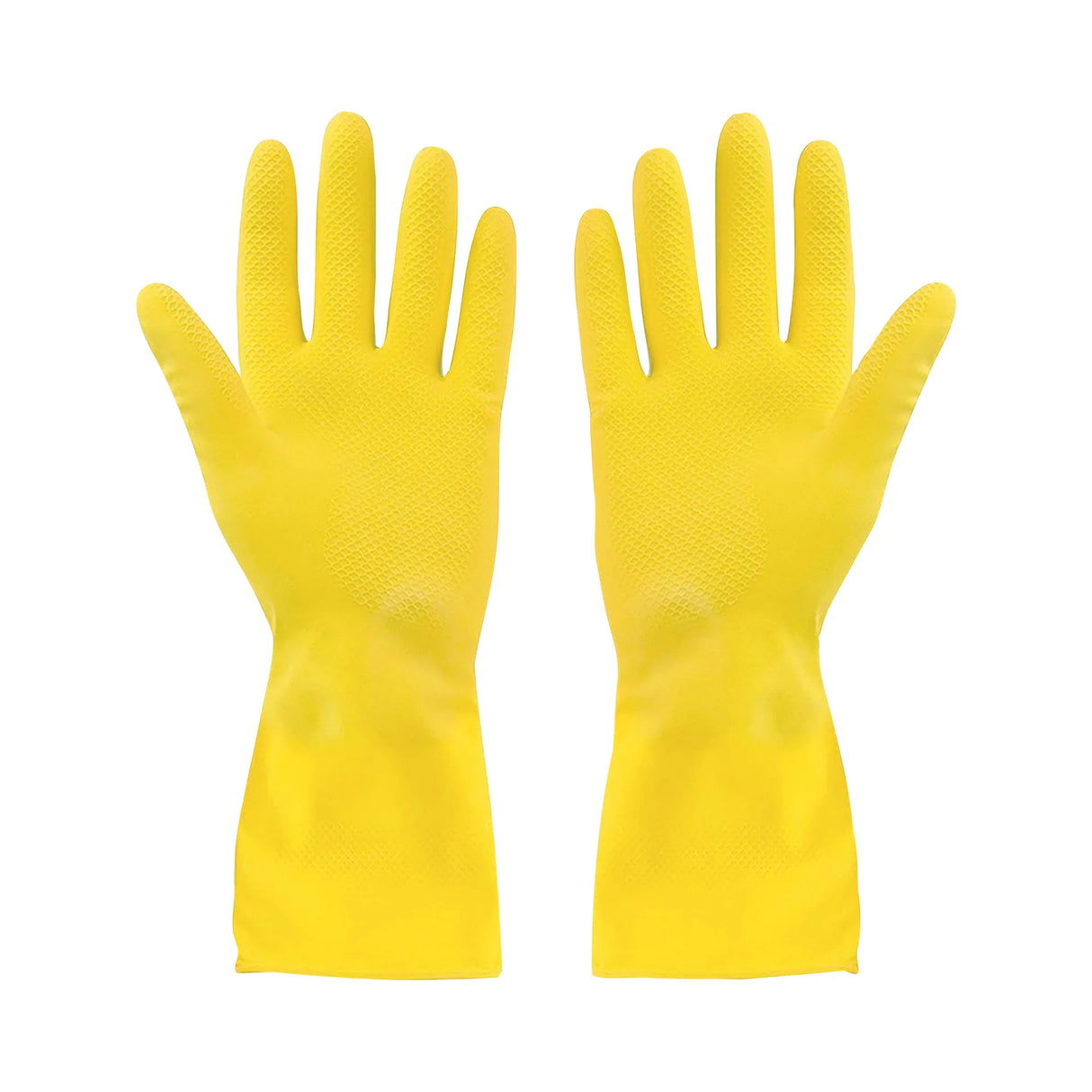Flocklined Rubber Gloves (Medium, Yellow), Pair