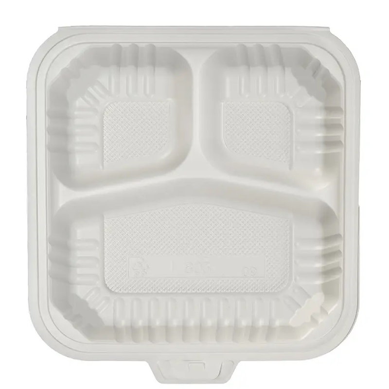 SavyPak Hinged PP Take-Out (8 x 8 x 3in, 3-Comp), 150 Count