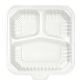 SavyPak Hinged PP Take-Out (8 x 8 x 3in, 3-Comp), 150 Count