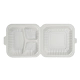 SavyPak Hinged PP Take-Out (8 x 8 x 3in, 3-Comp), 150 Count