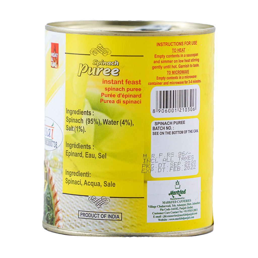 Sohna Spinach Puree 850g, 12 Count