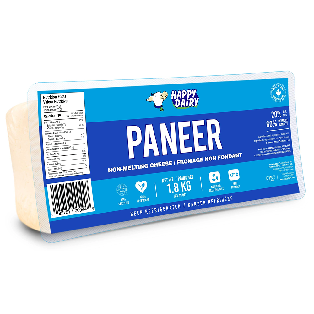 Happy Dairy Paneer Cheese 20%M.F. 1.8kg, 6 Pack