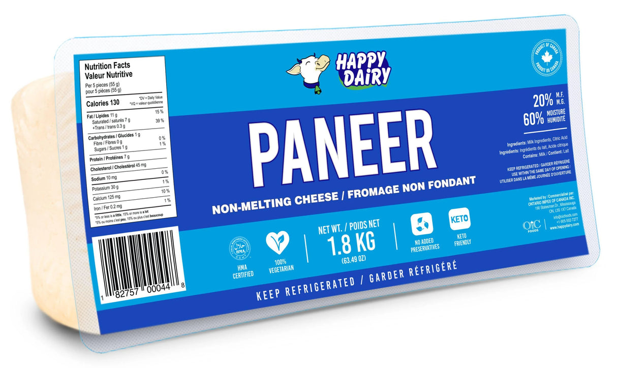 Happy Dairy Paneer Cheese 20%M.F. 1.8kg, 6 Pack