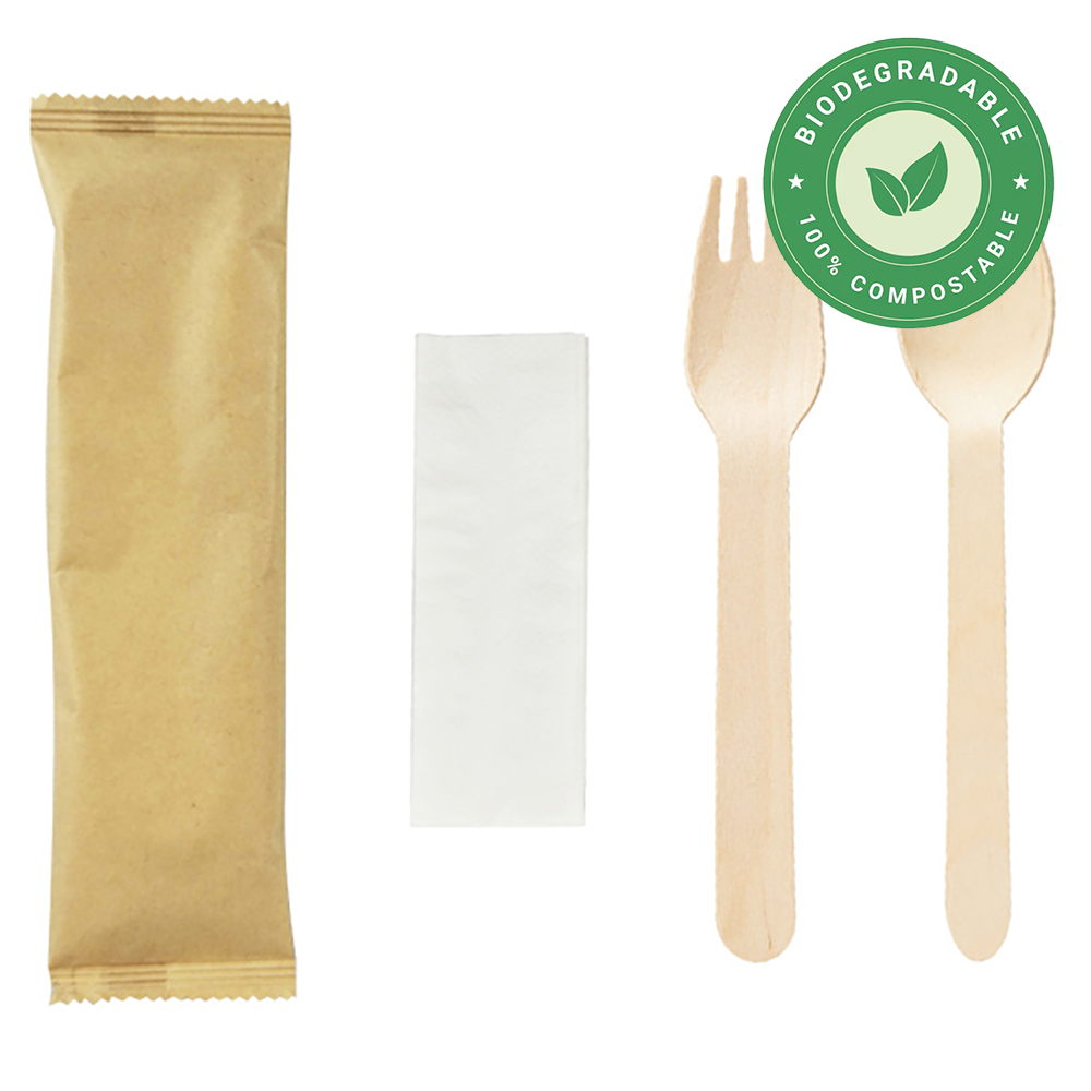 Wooden Meal-Kit 3PC (F-S-N, Wrapped), 500 Count