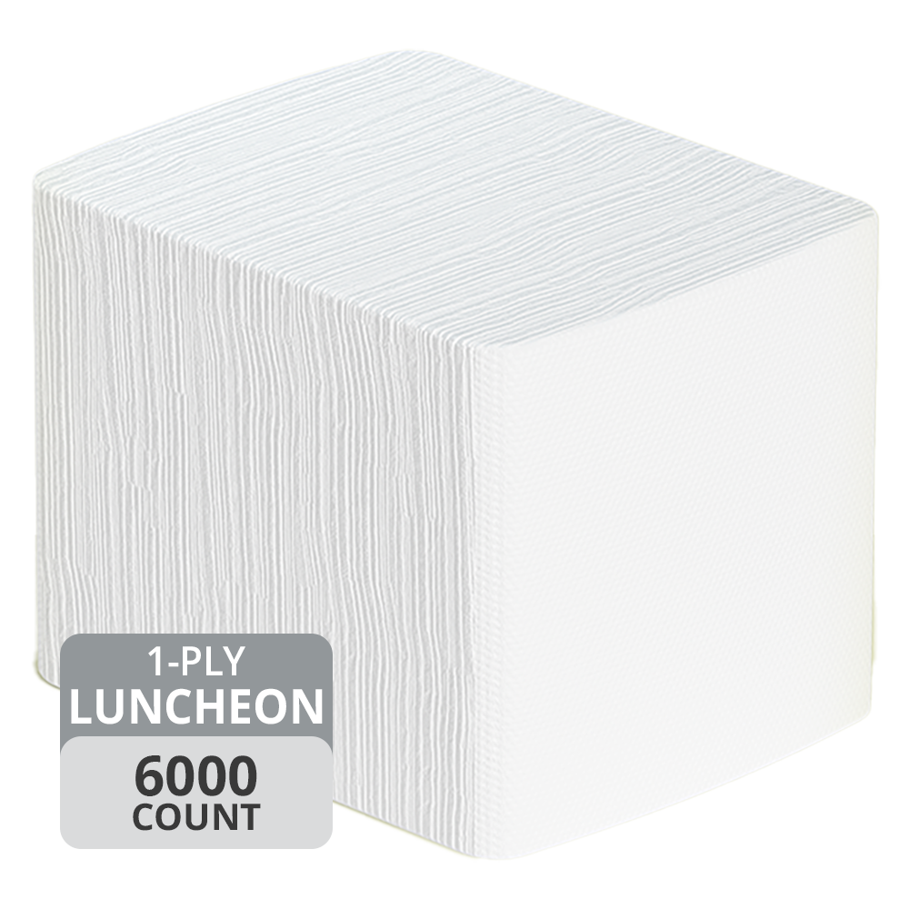 Luncheon Napkins (1-Ply, 10in x 10in, 1/4 Fold, White), 6000 Napkins