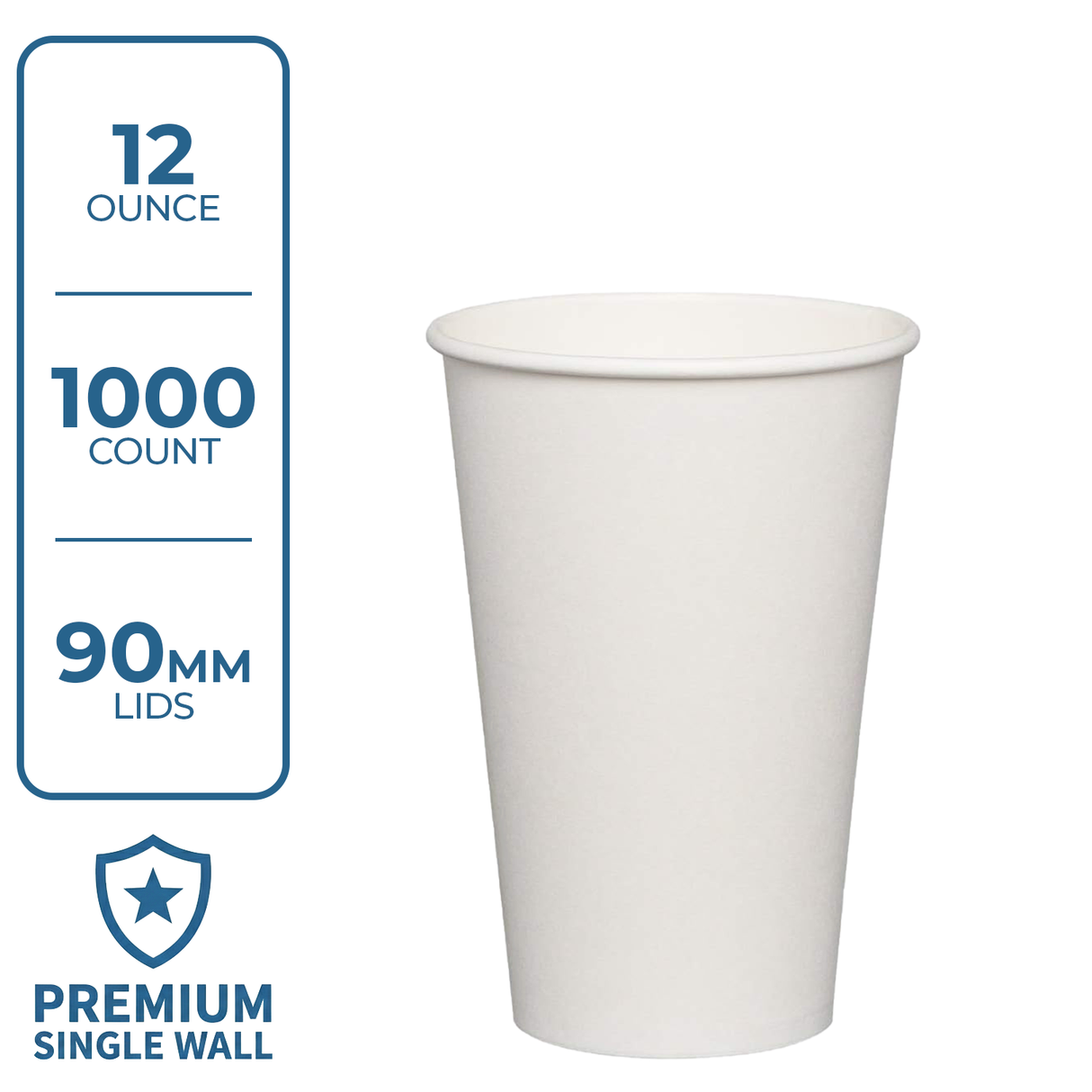 Premium Coffee Cup (12oz, Single-Wall, White) 1000 Count