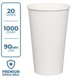 Premium Coffee Cup (20oz, Single-Wall, White) 500 Count