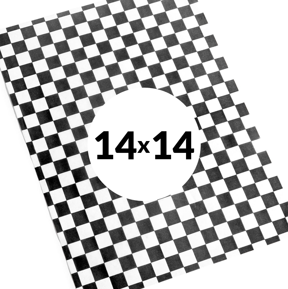 Premium Basket Liners Black Checkered (14in x 14in), 1000 Count