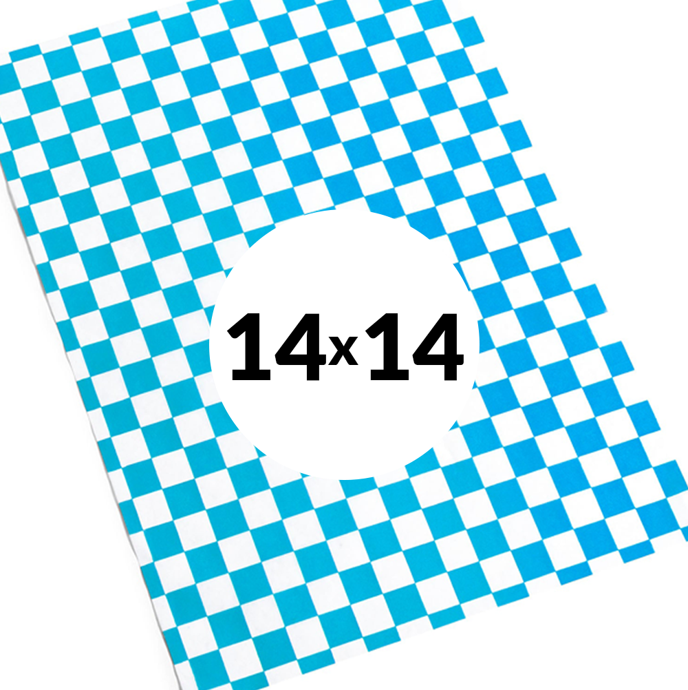 Premium Basket Liners Blue Checkered (14in x 14in), 1000 Count