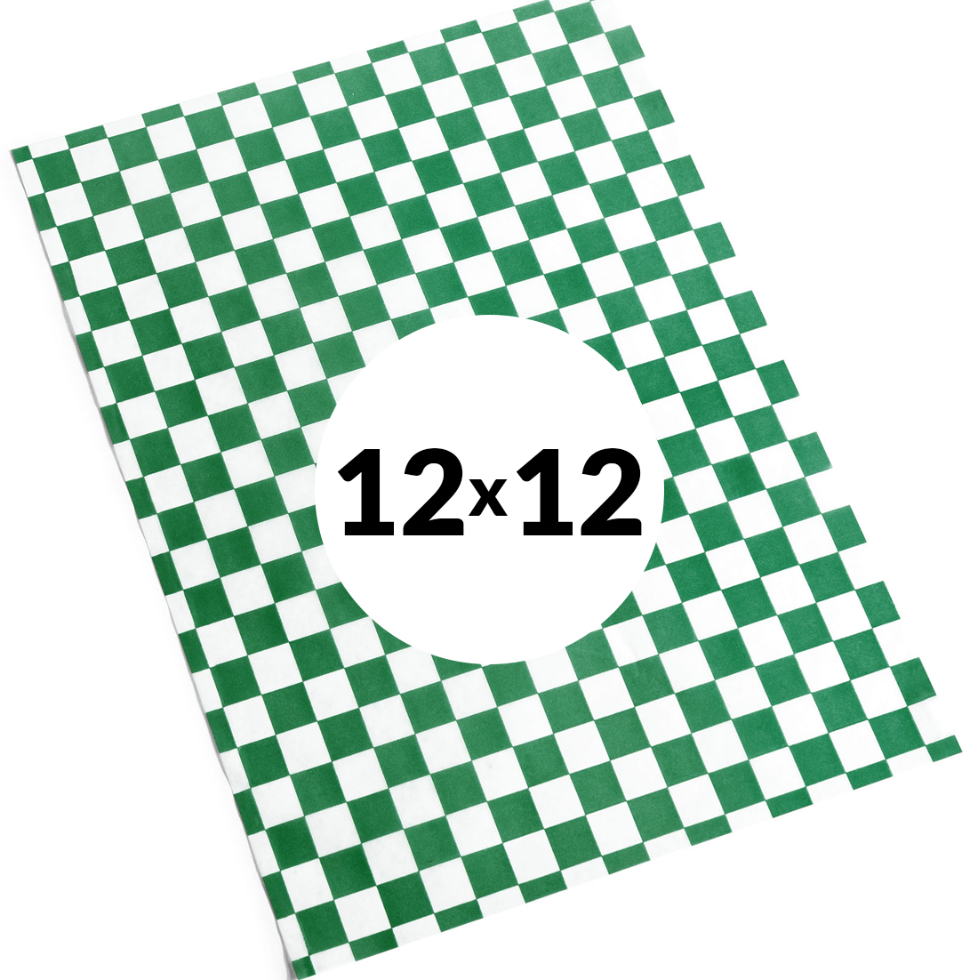 Basket Liners Green Checkered (12in x 12in) - 1000 Pack