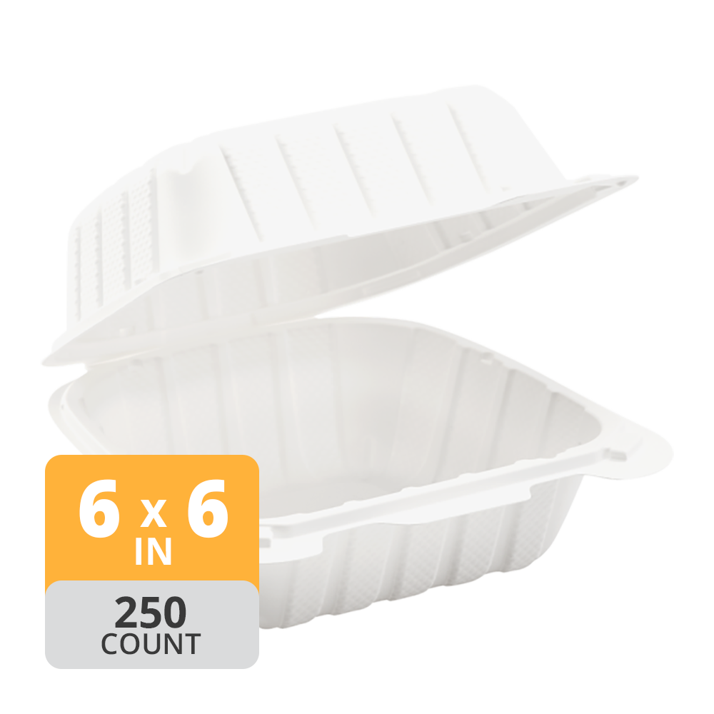 Aybak-61 Hinged PP Take-Out (6 x 6 x 3in), 250 Count