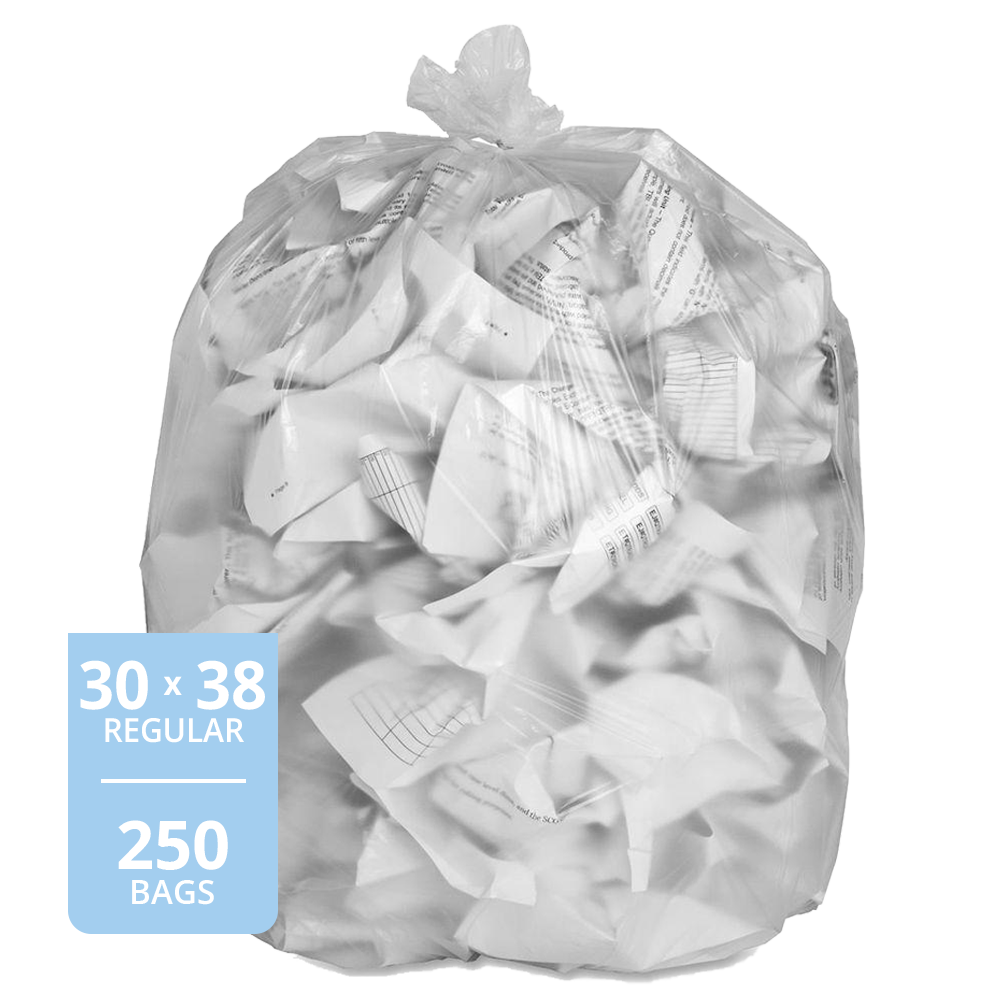 Garbage Bag Clear (Regular, 30in x 38in), 250 Count