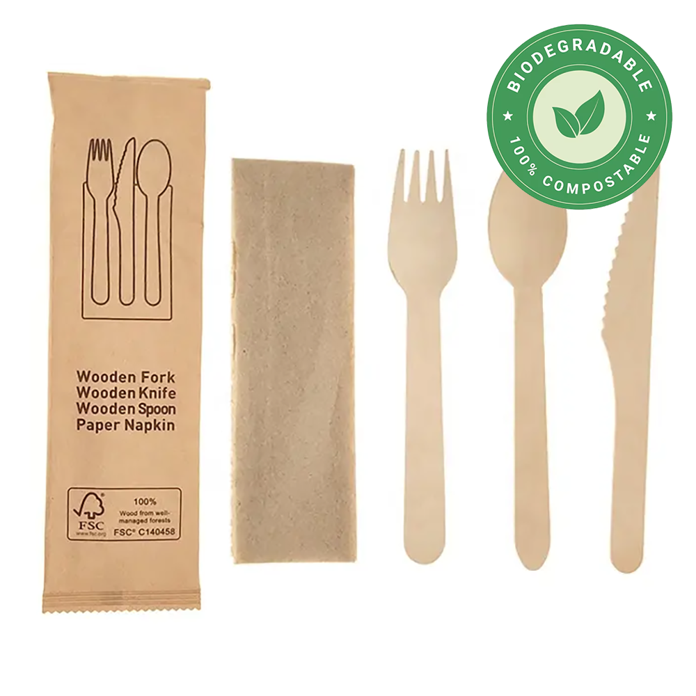 Wooden Meal-Kit 4PC (F-S-K-N, Wrapped), 500 Count