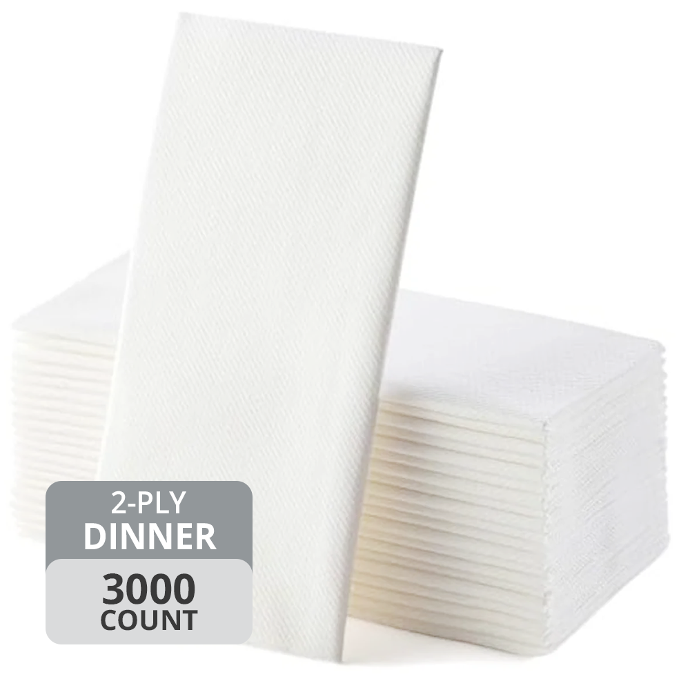 Dinner Napkins (2-Ply, White, 1/8 Fold), 3000 Napkins