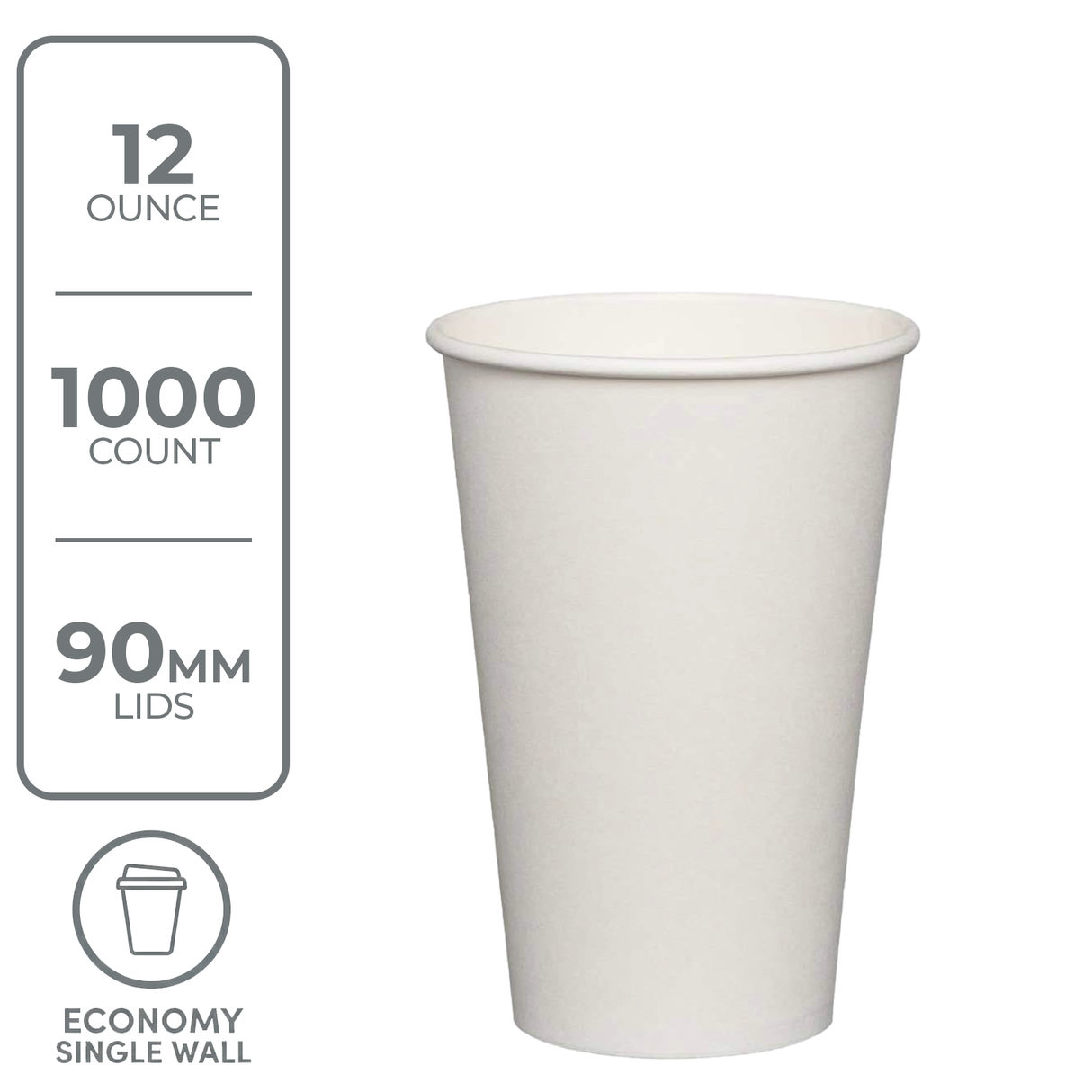 Economy Paper Cup (12oz, White) 1000 Count