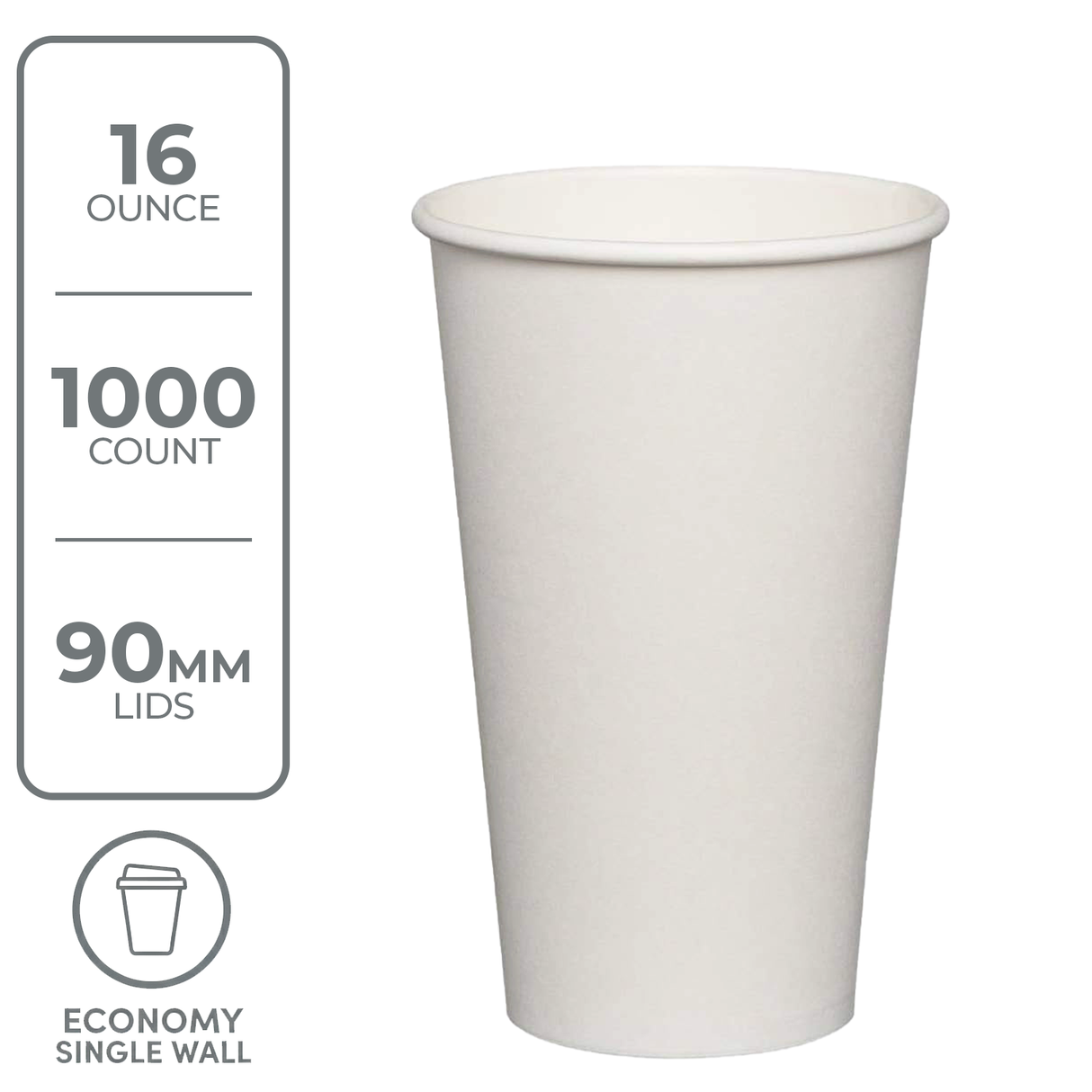 Economy Paper Cup (16oz, White) 1000 Count