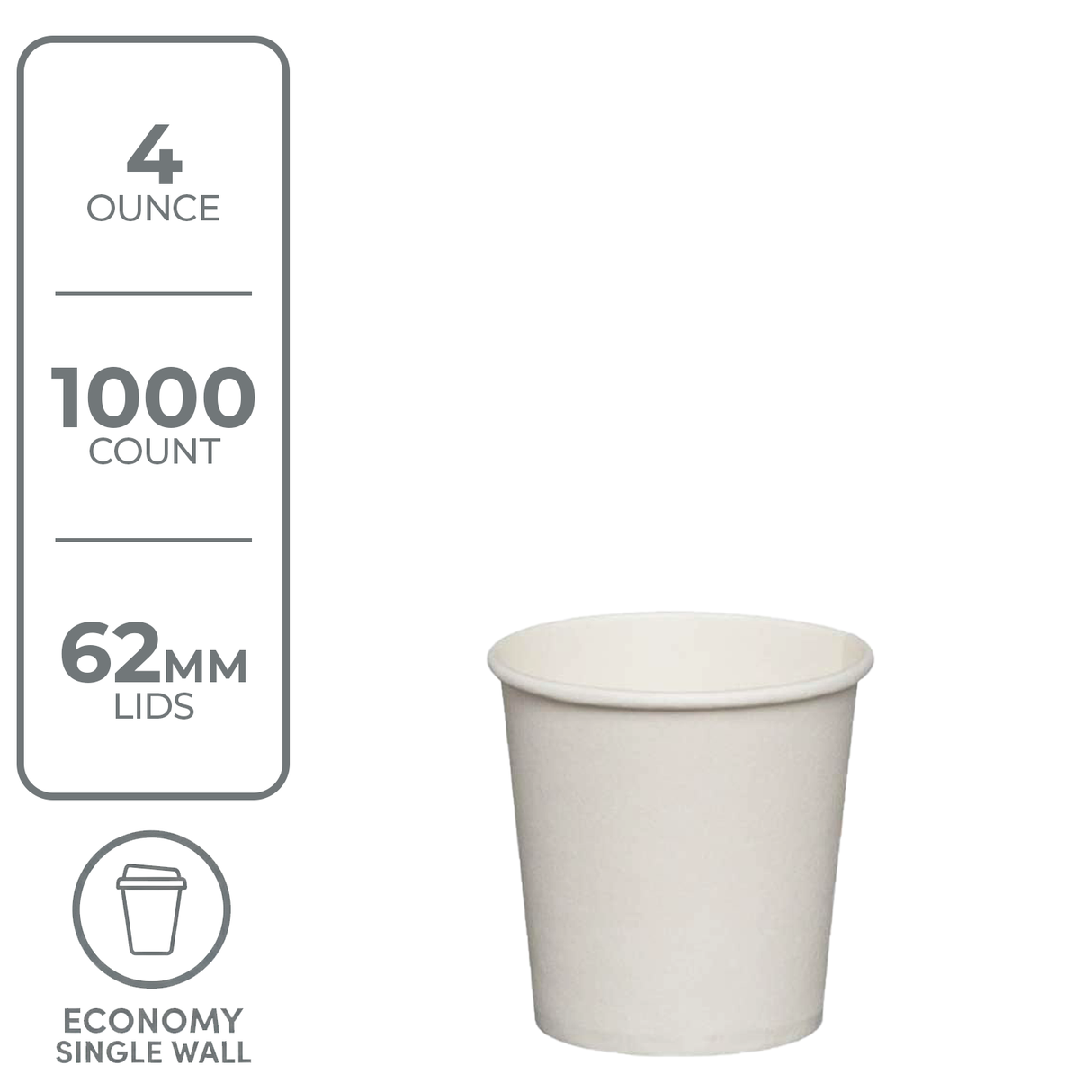 Economy Paper Cup (4oz, White) 1000 Count