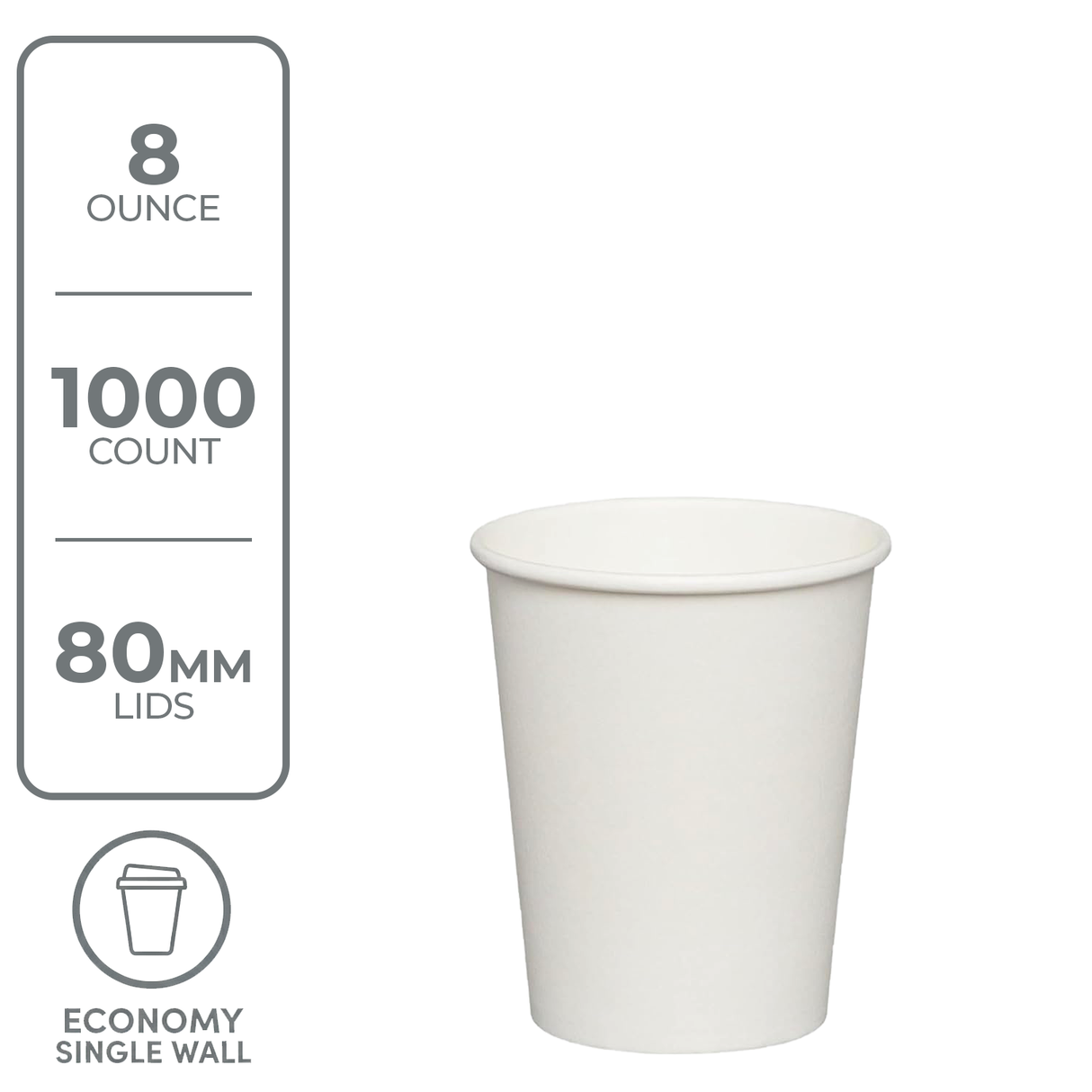 Economy Paper Cup (8oz, White), 1000 Count