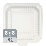 SavyPak Hinged PP Take-Out (8 x 8 x 3in, 1 Comp), 150 Count