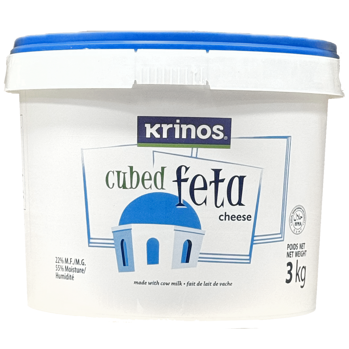 Krinos Feta Cheese (Hard, Cubed), 3kg