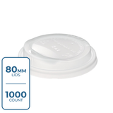 Lids - Economy Paper Cup Dome Sip PS (White, 80mm), 1000 Count