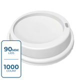 Lids - Premium Coffee Cup Dome Sip PP (90mm, White), 1000 Count