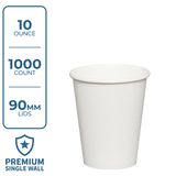 Premium Coffee Cup (10oz, Single-Wall, White) 1000 Count