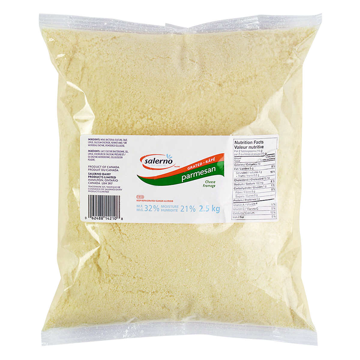 Salerno Grated Premium Parmesan, 32%M.F. - 2.5kg