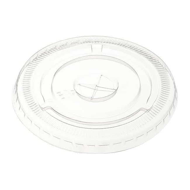 Lid - Plastic Cup Flat Clear PET (X-Slot, 92mm), 1000 Count